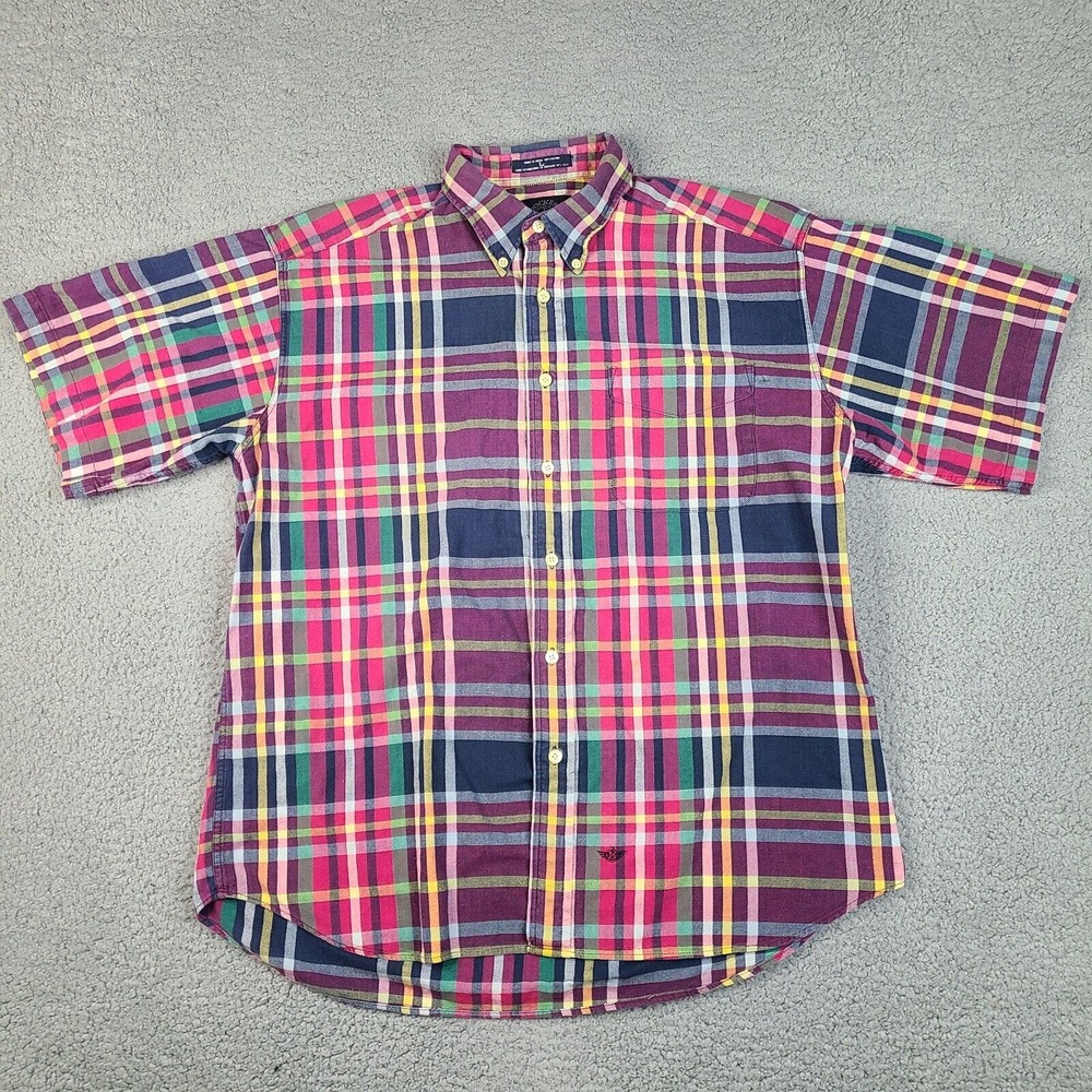 Vintage Dockers Levi's Shirt‎ Mens Large Colorful Plaid Button Down 90s Cotton